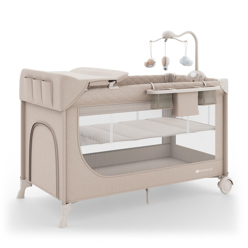 Kinderkraft cestovní postýlka Leody up beige s příslušenstvím