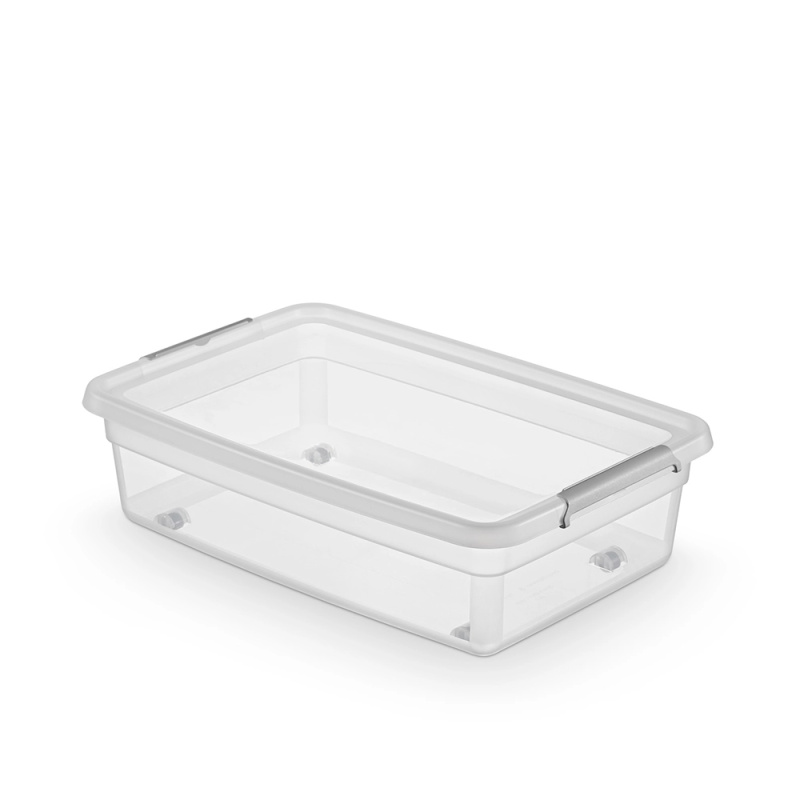 Basestore úložný box s víkem, klipsy a kolečky 29 l (nízký profil)