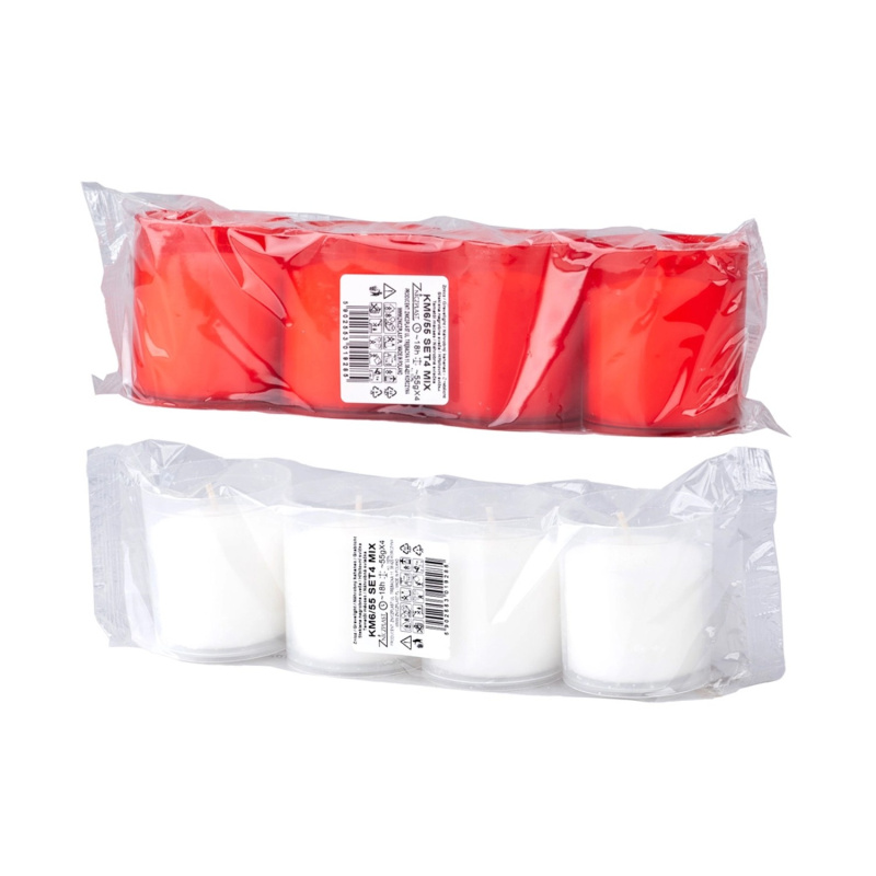 Náplň do hřbitovní lampy, červená+bílá, 4x55 g,