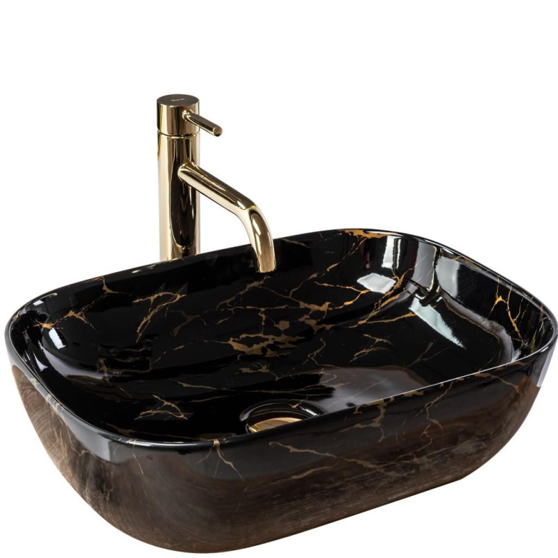 Umyvadlo na desku Belinda Black Marble Shiny