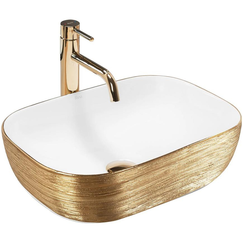 Umyvadlo na desku Belinda Gold Brush/White Rea-U7422
