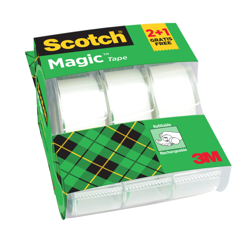 Lepicí páska Scotch Magic se zásobníkem, 2 + 1 zdarma