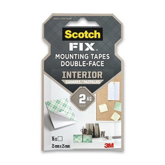 Oboustranně lepicí montážní čtverečky 3M Scotch čtverečky 25 x 25 mm, 16 ks Scotch