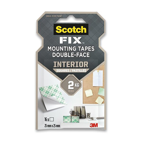 Oboustranně lepicí montážní čtverečky 3M Scotch čtverečky 25 x 25 mm, 16 ks Scotch