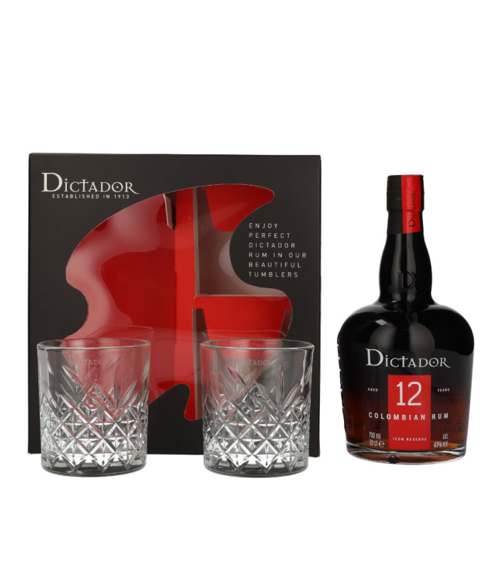 Dictador 12YO 40% 0,7l (dárkové balení 2 sklenice)