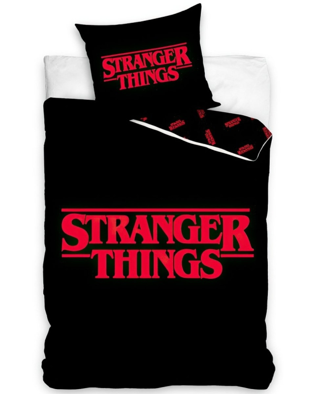 Carbotex Povlečení STRANGER THINGS BLACK, červeno-černé, bavlna hladká, 140x200cm + 70x90cm