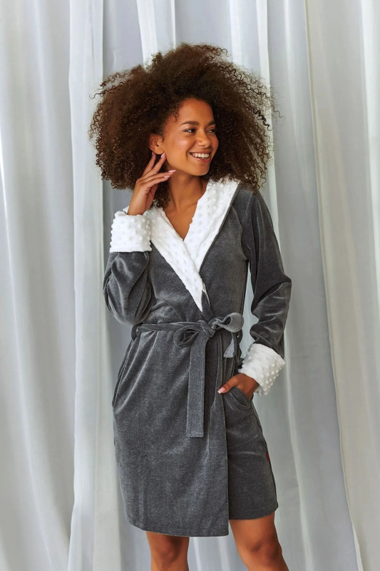 Dámský župan 7059 dark grey tmavě šedá XL