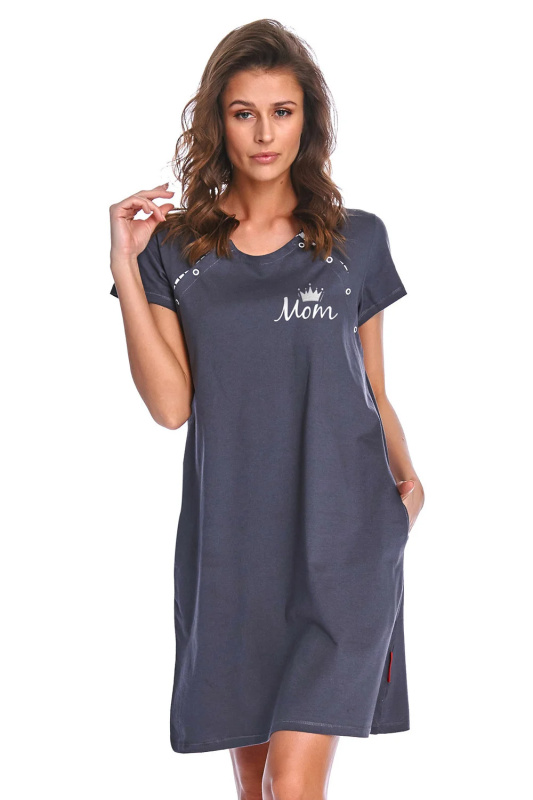 Noční košile Dn-nightwear TCB.9992 Barva: Šedá, Velikost: S