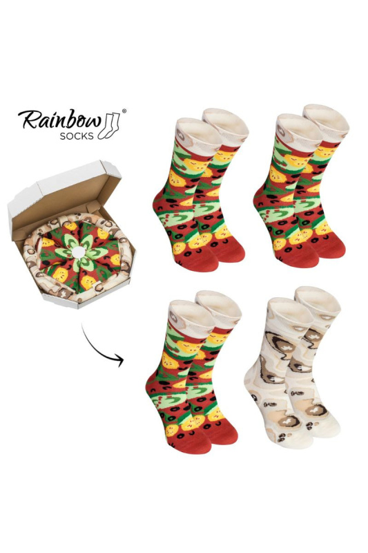 Rainbow Socks Pizza 4 páry Vegetariánská 36-40