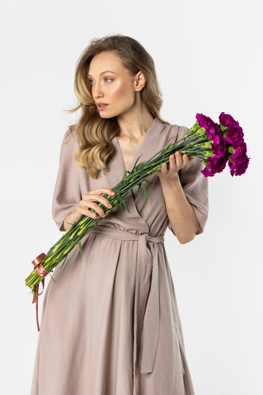 Dámské zavinovací midi šaty s vázáním