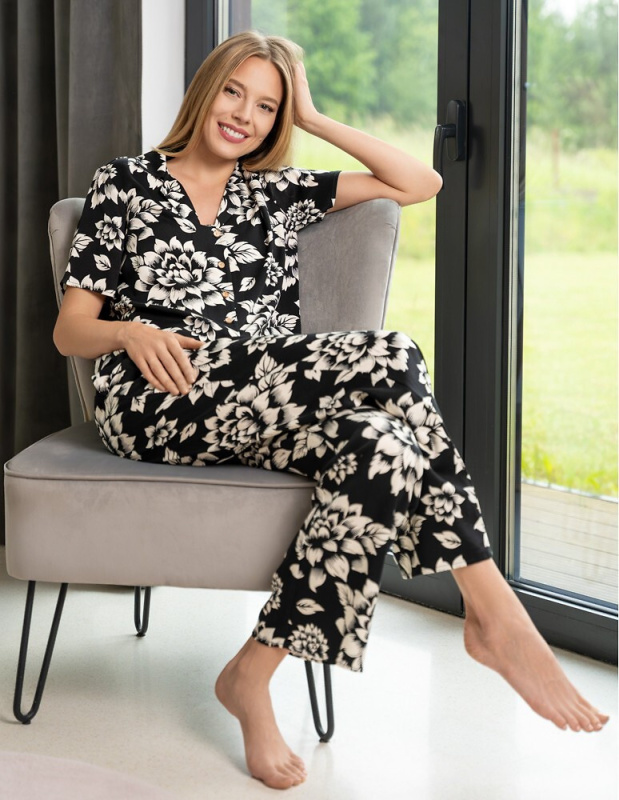 Pyžamo Moraj PDD5500-006 kr/r S-3XL pruhované černá XXL