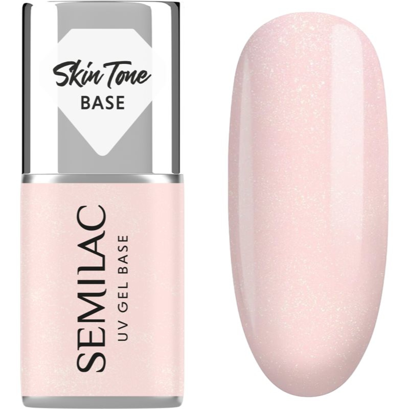 Semilac UV Gel Base Skin Tone Base podkladový lak pro gelové nehty odstín Glitter Rose 7 ml