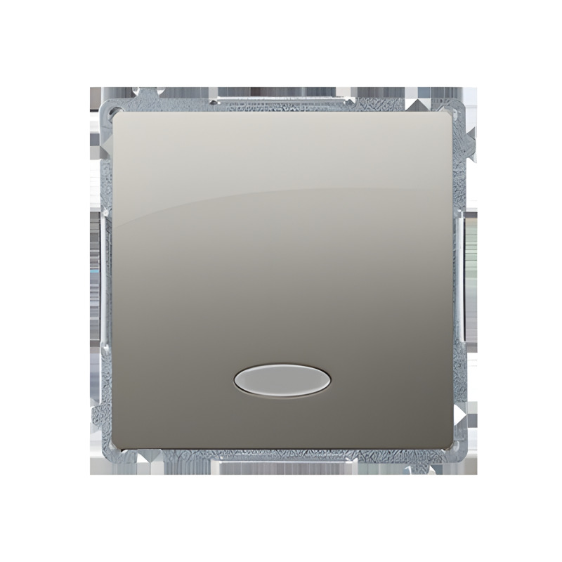 Ovladač zapínací SIMON BASIC BMP1L.01/29, s LED podsv., ř. 1/0So, 10A/250V~, bezšr. sv., saténová