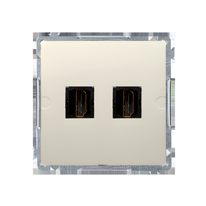 Zásuvka HDMI SIMON BASIC BMGHDMI2.01/12, 2 násobná (přístroj s krytem), béžová