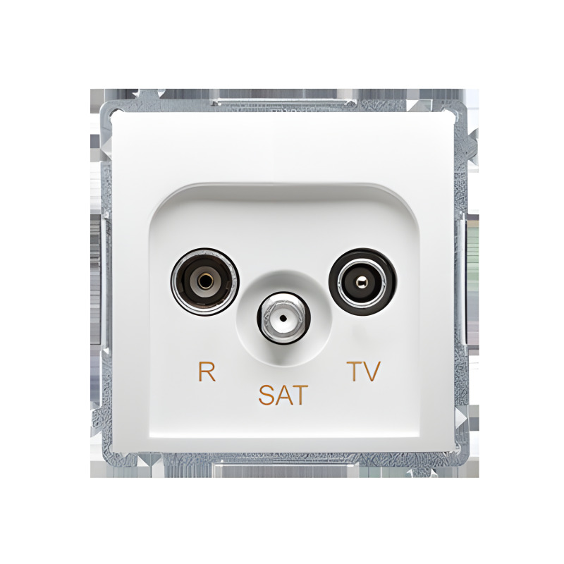 Zásuvka anténní SIMON BASIC BMZAR-SAT1.3/1.01/11, R+TV+SAT koncová, 1x vstup: 5 MHz–2, 4 GHz, bílá
