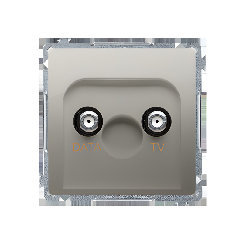 Zásuvka anténní SIMON BASIC BMAD1.01/29, TV+DATA, 2x výstup „F”, 1x vstup: 5–1000 MHz, saténová