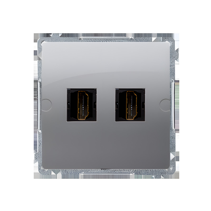 Zásuvka HDMI SIMON BASIC BMGHDMI2.01/43, 2 násobná (přístroj s krytem), stříbrná