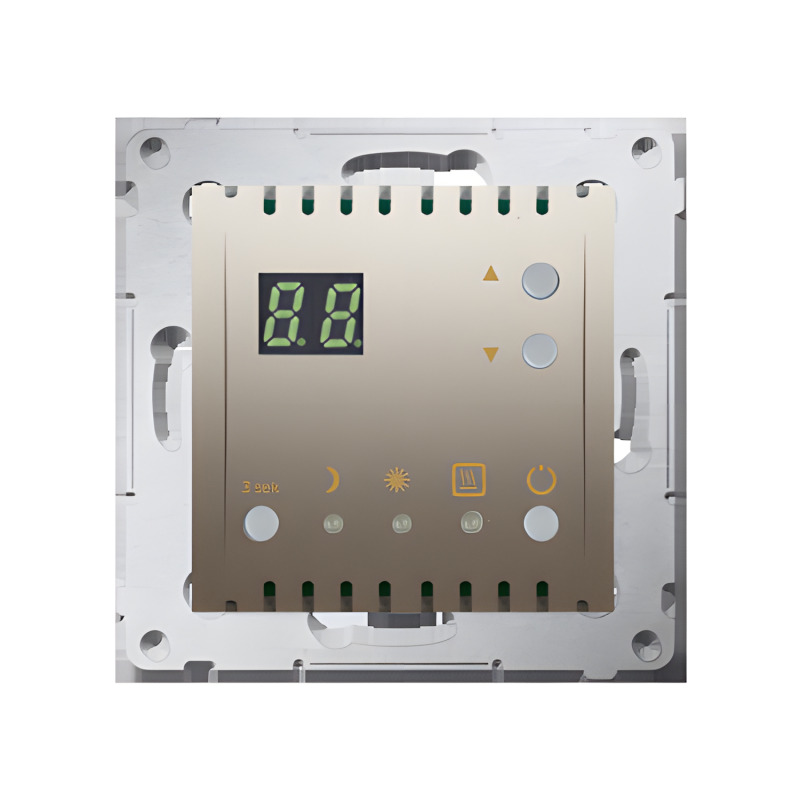 Termostat digitální SIMON 54 DTRNW.01/44, programovatelný s vestavěným senzorem teploty, zlatá metal