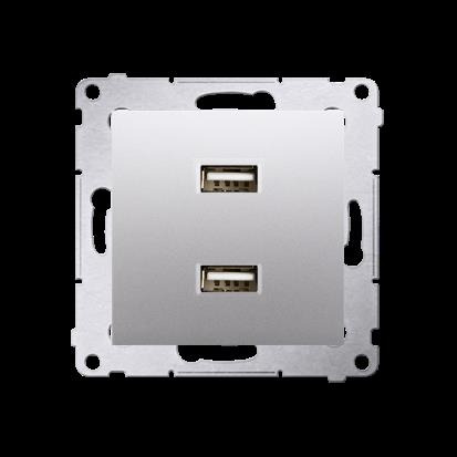 Nabíječka USB SIMON 54 DC2USB.01/43, 2 násobná (přístroj s krytem), 2x USB typ A, stříbrná metalizov
