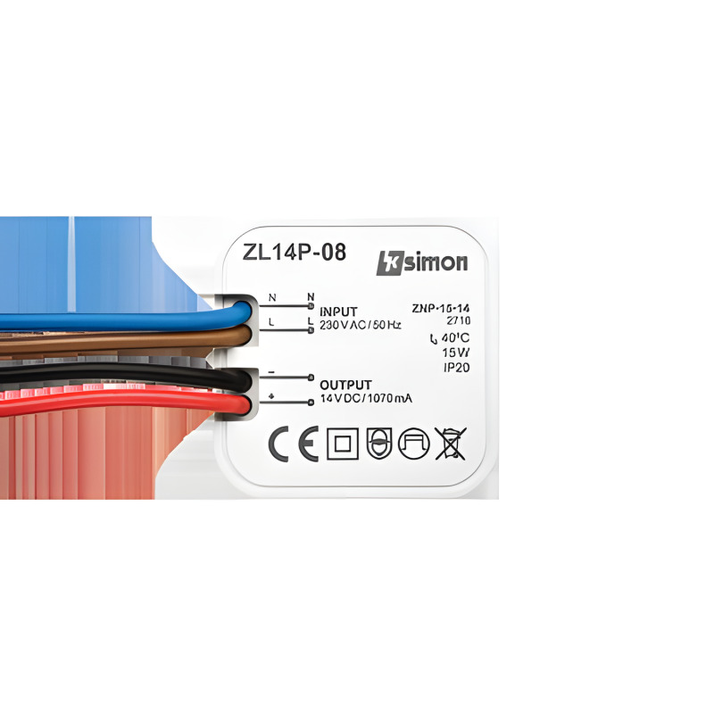 Zdroj napájecí pro LED SIMON 54 ZL14P-08, 14 V DC, 8 W, podomítkový,