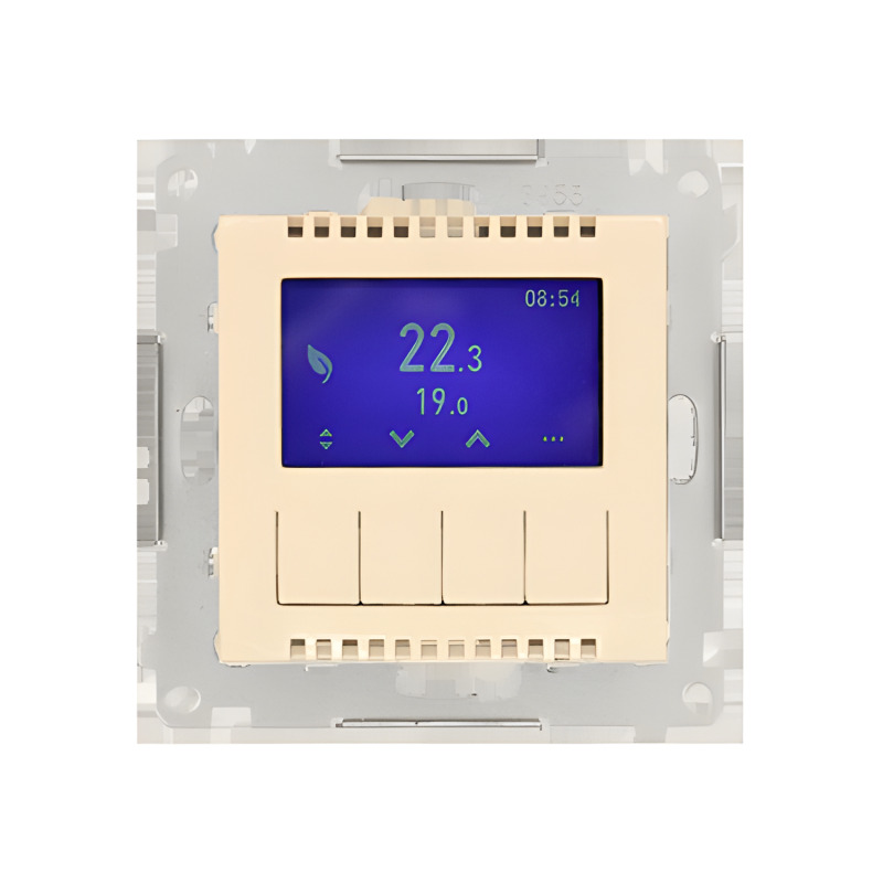 Termostat digitální SIMON 54 DETD1A.01/41, programovatelný (přístroj s krytem), krémová