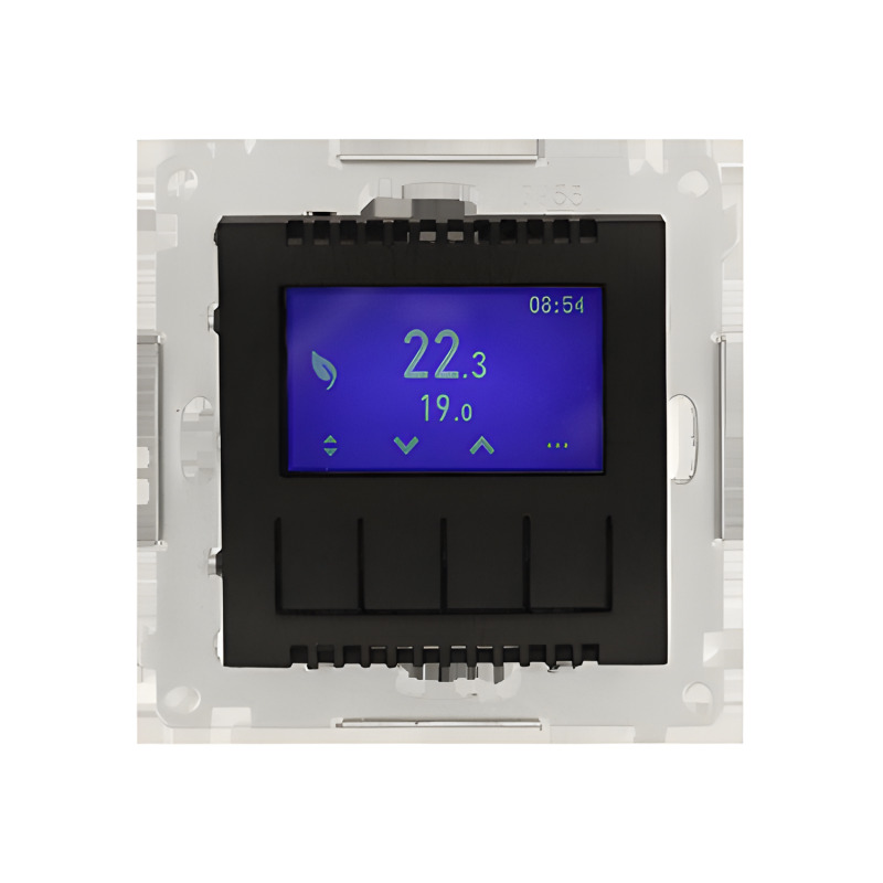 Termostat digitální SIMON 54 DETD1A.01/49, programovatelný, černá matná metalizovaná