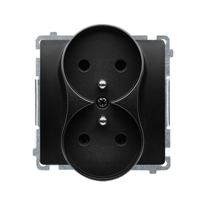 Zásuvka SIMON BASIC BMGZ2/49, 2 nás, kolíky naproti sobě, 16A/250V~, šr. sv., černá mat