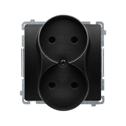 Zásuvka SIMON BASIC BMG2MZ.01/49, 2 nás., cl., 16A/250V~, šr. sv., černá mat