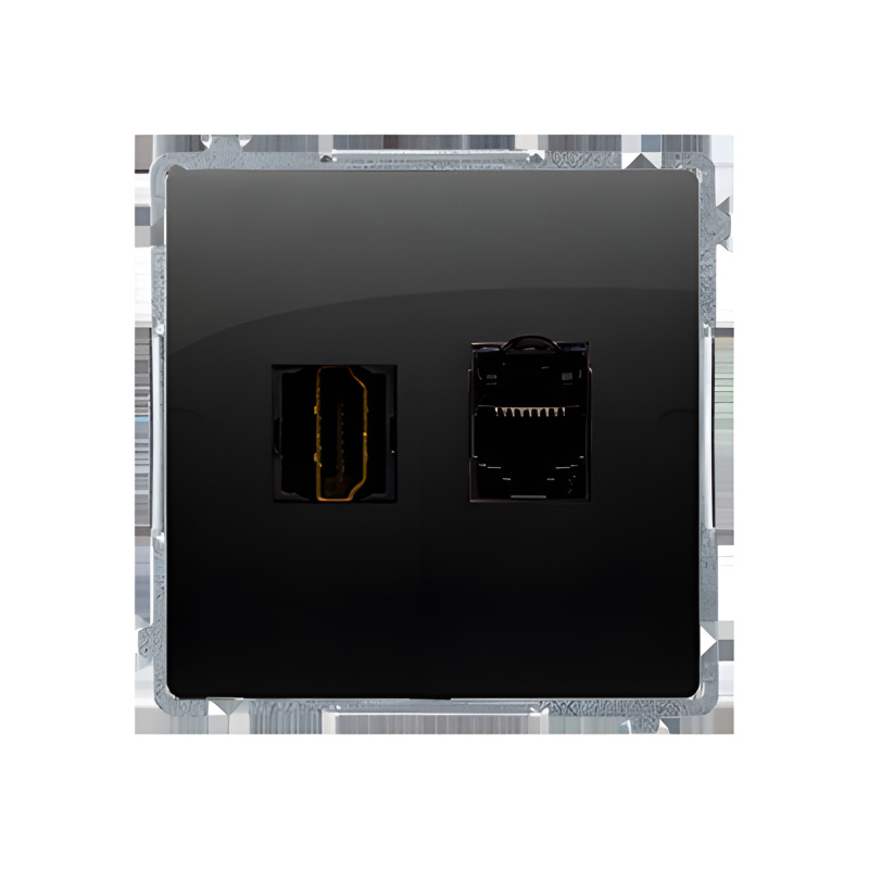 Zásuvka HDMI+datová SIMON BASIC BMGHRJ45.01/49, RJ45 kat. 6 (přístroj s krytem), černá matná