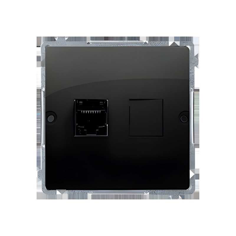 Zásuvka datová SIMON BASIC BMF51.02/49, 1 násobná RJ45 kat. 5e (přístroj s krytem), černá matná