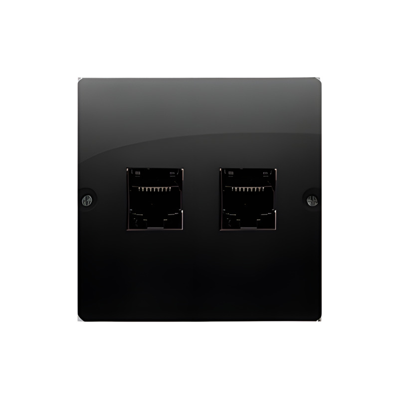 Zásuvka datová SIMON BASIC BMF52.02/49, 2 násobná RJ45 kat. 5e (přístroj s krytem), černá matná