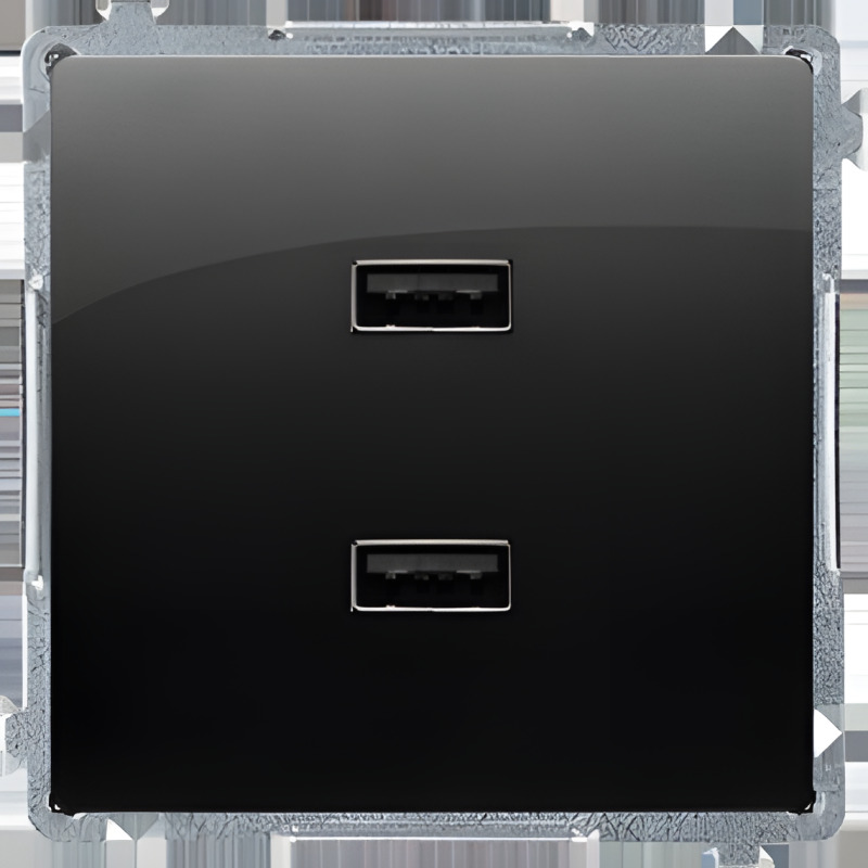 Nabíječka USB SIMON BASIC BMC2USB.01/49, 2 násobná, 2x USB typ A, 2, 1 A/5 V DC, černá matná