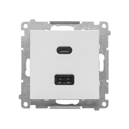 Nabíječka USB SIMON 55 TEC2CAQ.01/114, 2 násobná, 1x USB typ C+1x USB typ A, 30 W, světle šedá matná
