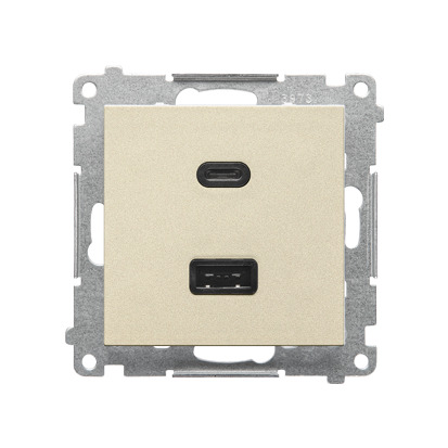 Nabíječka USB SIMON 55 TEC2CAQ.01/144, 2 násobná, 1x USB typ C+1x USB typ A, 30 W, champagne matná