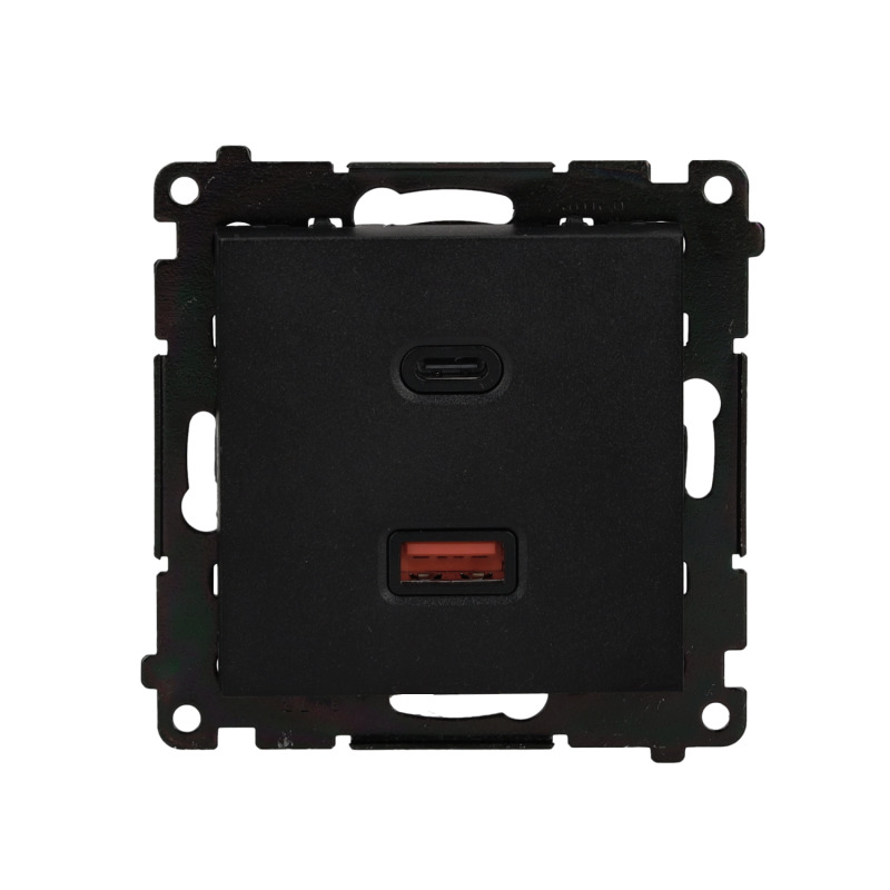 Nabíječka USB SIMON 55 TEC2CAQ.01/149, 2 násobná, 1x USB typ C+1x USB typ A, 30 W, černá matná