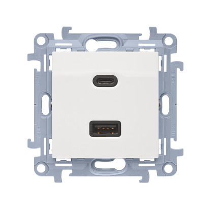 Nabíječka USB SIMON 10 CEC2CAQ.01/11, 2 násobná, 1x USB typ C+1x USB typ A, 30 W, bílá