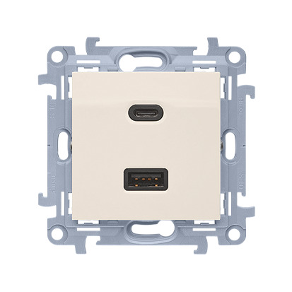Nabíječka USB SIMON 10 CEC2CAQ.01/41, 2 násobná, 1x USB typ C+1x USB typ A, 30 W, krémová