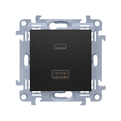 Nabíječka USB SIMON 10 CEC2CAQ.01/49, 2 násobná, 1x USB typ C+1x USB typ A, 30 W, černá matná