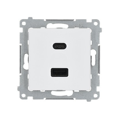 Nabíječka USB SIMON 54 DEC2CAQ.01/11, 2 násobná, 1x USB typ C+1x USB typ A, max. 30 W, bílá