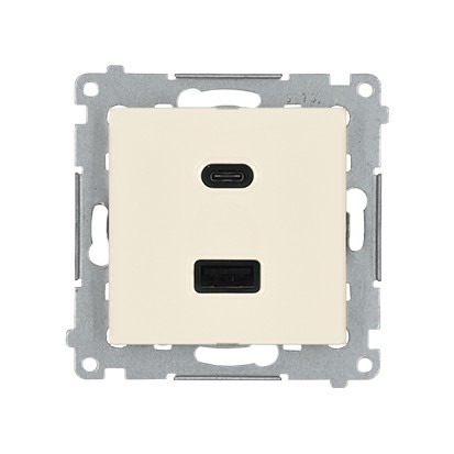 Nabíječka USB SIMON 54 DEC2CAQ.01/41, 2 násobná, 1x USB typ C+1x USB typ A, max. 30 W, krémová
