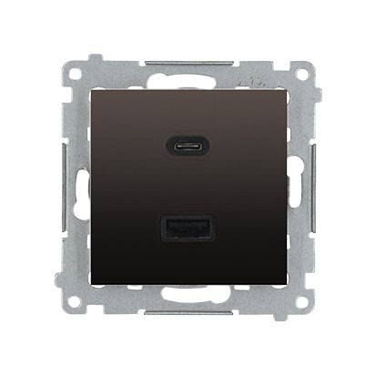 Nabíječka USB SIMON 54 DEC2CAQ.01/46, 2násobná, 1x USB typ C+1x USB typ A, max. 30 W,hnědá metalizov