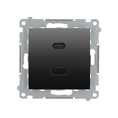 Nabíječka USB SIMON 54 DEC2CAQ.01/48, 2násobná, 1xUSB typ C+1xUSB typ A, max.30W, antracitová metal