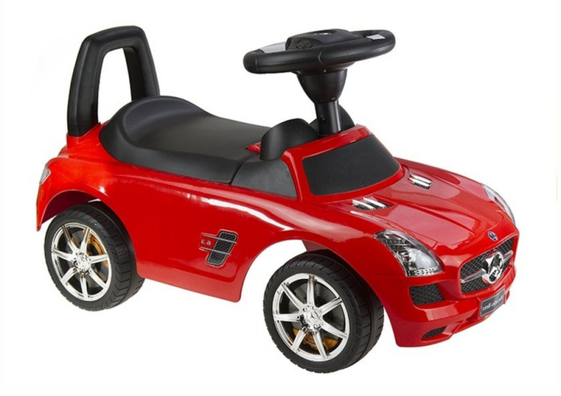 Tomido Odrážedlo s vodící tyčí Mercedes SLS AMG opěrka zad úložný prostor červené
