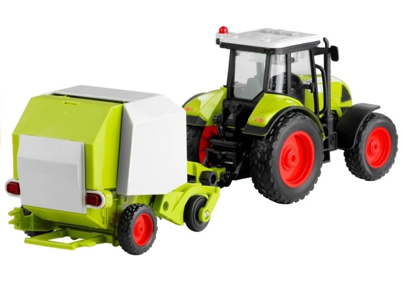 Lean Toys Traktor s lisem na kulaté balíky pro lisování Hluk 37,5 cm