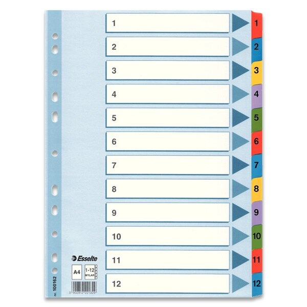 Rozlišovač Esselte Mylar 1 - 12, 12 listů ESSELTE