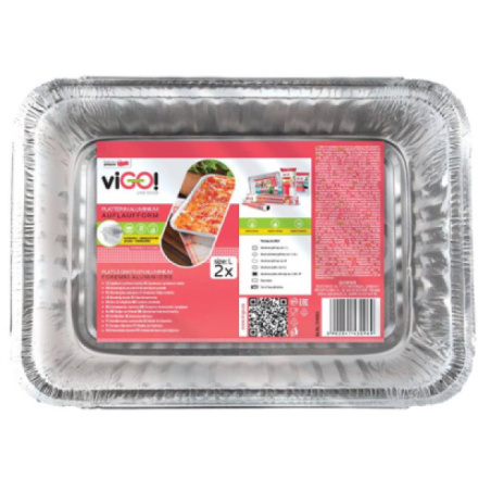 ViGO! grilovací a zapékací aluminiové misky, 27,5x18x4, 2 ks