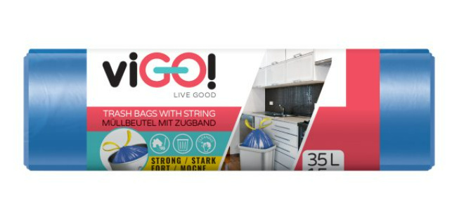 viGO! - zatahovací pytle na odpadky - 35 l, 15 ks, 11 mikronů
