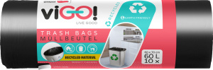 Pytle na odpadky viGO! - 60 l, černé, 28 mic, 10 ks