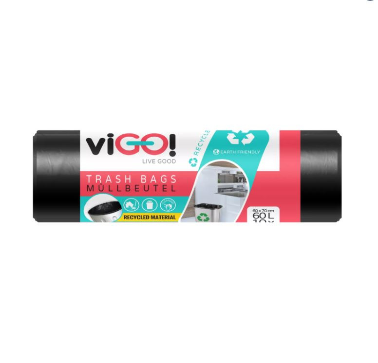 Pytle na odpadky viGO! - 60 l, černé, 28 mic, 10 ks