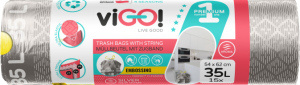 viGO! - zatahovací pytle na odpadky - 35 l, 15 ks, 26 mikronů